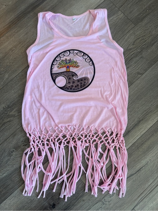 Tops - Summer flash sale! Boho Artistic Tree of Life Fringed Tunic size Large